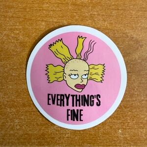Pink‎ Cartoon Sticker - Everything's Fine